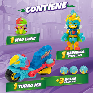 Superthings Turbo Ice Moto con 3 bolas para disparar 1 Superthing y 1 Kazoom Kid exclusivos