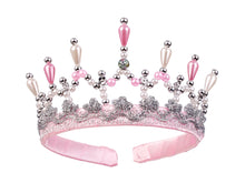 Cargar imagen en el visor de la galería, Corona Mary Rosa Souza 104013 Corona princesa en tonos rosa, plata y perla  diadema forrada de raso rosa y se adapta 