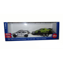 Carregar imagem no visualizador da galeria, Porsche Macan Turbo con Remolque para Coche Gumpert Apollo 1:55 - Siku 2544