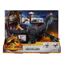 Cargar imagen en el visor de la galería, Jurassic World Therizinosaurus Mattel GWD65 figura de acción de gran tamaño de dinosaurio con zarpas afiladas y sonidos 