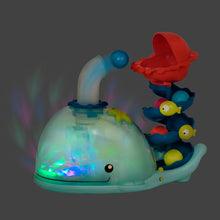Cargar imagen en el visor de la galería, Poppity Whale Pop B Toys  71607 ballena lanzabolas musical con luz lanza las pelotitas donde quieras y devuélveselas