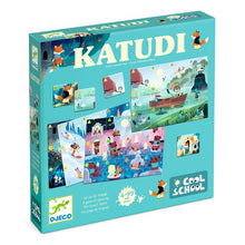 Carregar imagem no visualizador da galeria, Katudi . UN JUEGO DE LENGUAJE, ESCUCHA, OBSERVACIÓN Y VELOCIDAD,En cada set de juego, las cartas se corresponden con las casillas de los tableros. En cada carta hay un símbolo de color que se puede encontrar en la casilla correspondiente de los tableros de los jugadores. 