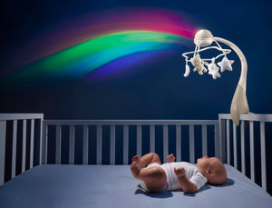  Movil de Cuna Rainbow - Chicco,con mando a distancia, melodías clásicas modernas y sonidos de la naturaleza. La innovadora proyección del arcoiris acompaña al bebé a la hora de dormir. Color beig(neutro). 3 CONFIGURACIONES