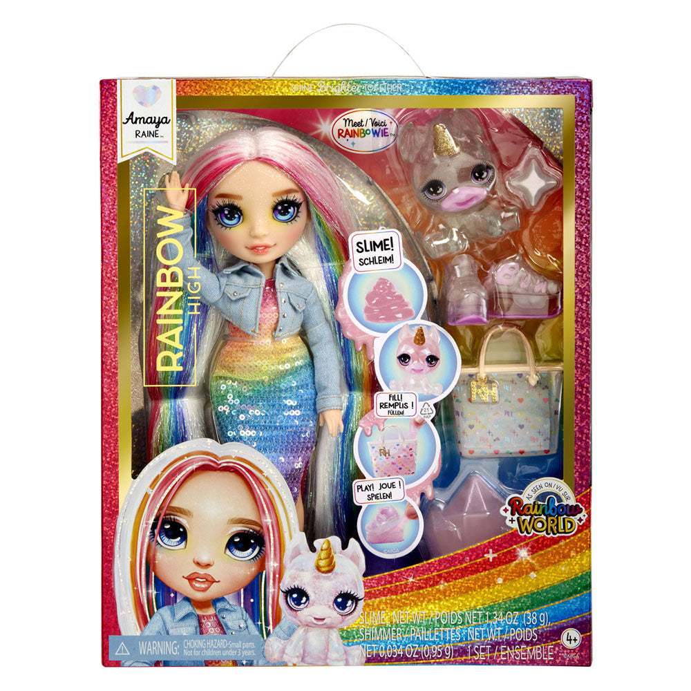 Rainbow High, world, unicornio, slime, arco iris, muñeca para peinar