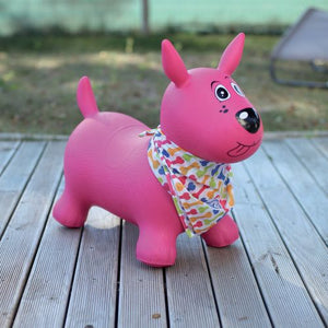Perro Saltarín Rosa Ludi 12777 Se puede montar encima, pero también se puede usar como un juguete suave o decoración gigante