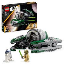 Carregar imagem no visualizador da galeria, Star Wars™ Caza Estelar Jedi de Yoda, Esta nave cuenta con una cabina que se abre para albergar a la minifigura LEGO del Maestro Yoda, espacio para el droide LEGO R2-D2, 2 cañones accionables y alas ajustables para volar y aterrizar. 