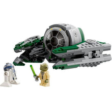 Cargar imagen en el visor de la galería, Star Wars™ Caza Estelar Jedi de Yoda, Esta nave cuenta con una cabina que se abre para albergar a la minifigura LEGO del Maestro Yoda, espacio para el droide LEGO R2-D2, 2 cañones accionables y alas ajustables para volar y aterrizar. 