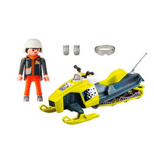 Carregar imagem no visualizador da galeria, Dinámica moto de nieve de Playmobil con figura. Recomendado de 4 a 10 años. No recomendado para menores de 3 años por contener piezas pequeñas.