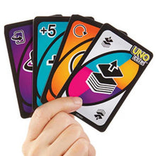 Cargar imagen en el visor de la galería,  UNO FLIP!. Es el mismo juego que ya conoces, pero con un nuevo y emocionante giro: la baraja a doble cara y la carta especial FLIP, que le darán un toque competitivo al juego clásico. Hay un lado bueno de la baraja, que se juega como el UNO clásico, y un lado malo, que tiene sanciones mucho más duras. 