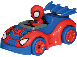  circuito  de Carrera FIRST 'It's Spidey Time', se une a su amigo Miles Morales, alias Spin, mientras corren alrededor de la pista de 2,4 metros. Numerosos elementos decorativos con diseños de la serie adornan la pista, creando una atmósfera genuina de Spidey en los autódromos de dormitorio. Incluye los 2 coches y los 2 mandos.