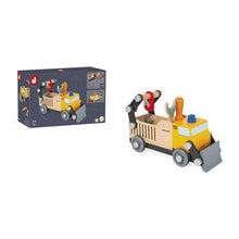 Carregar imagem no visualizador da galeria, Brico Kid Camion de Construcción - Janod J064 Juguete de madera. 2 juguetes en 1: un juego de construcción para reconstruir un fantástico camión de obra gracias a los numerosos tornillos, tuercas y placas incluidos
