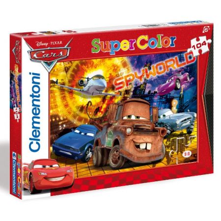 Disney Pixar, Cars Puzzle de 104 piezas Clementoni Super Color 27860 Dimensiones hecho 48,5 x 33,5 cm