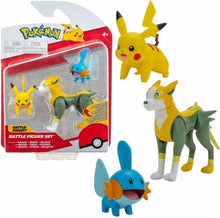 Carregar imagem no visualizador da galeria, Set de 3 figuras Pokémon, incluyendo Pikachu, Mudkip, Boltund. Para vivir las trepidantes aventuras del mundo Pokémon. La figura más grande( Mudkip) es articulada. 