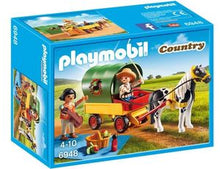 Carregar imagem no visualizador da galeria, Poni con carro PLAYMOBIL para ir de picnic campestre. Incluye 2 figuras Playmobil