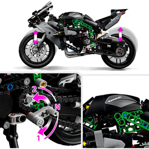 Moto Kawasaki Ninja H2R - Lego Technic 42170Anima a tu peque a explorar los mundos de la ingeniería y la tecnología con el juguete LEGO® Technic Moto Kawasaki Ninja H2R (42170) para mayores de 10 años. Este set de construcción para niños y niñas recrea los detalles de una de las motos de producción más rápidas …