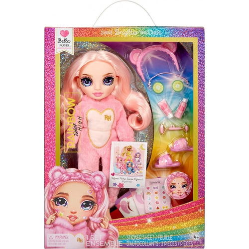 Rainbow High Junior High Muñeca Fiesta de Pijamas Pink Bella Parker MGA 503675 melena larga rosa para peinar y complementos