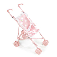 Cargar imagen en el visor de la galería, Saca a pasear a tus muñecas con la sillita de paseo Carlota pequeña con estampado de estrellas rosa, plegable con sistema de tijera, muy práctica.
Tu primera sillita de paseo, especialmente indicada de 2 a 5 años.
Ideal para muñecas de 30 a 42 cm.&nbsp;
Mide 55x 41x 27 cm