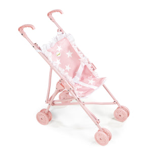 Saca a pasear a tus muñecas con la sillita de paseo Carlota pequeña con estampado de estrellas rosa, plegable con sistema de tijera, muy práctica.
Tu primera sillita de paseo, especialmente indicada de 2 a 5 años.
Ideal para muñecas de 30 a 42 cm.&nbsp;
Mide 55x 41x 27 cm