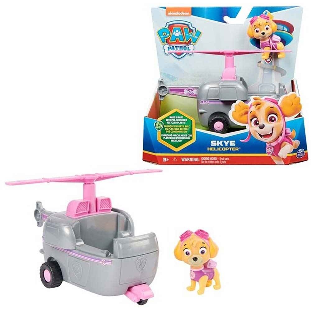 perrita, rosa, helicóptero, gris y rosa, patrulla canina, voladora, figurita, piloto, patrulla canina, paw patrol