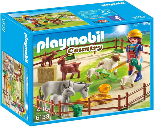 Playmobil Country  6133  Animales de la Granja en un Cercado con cabras, corderos y burritos y un granjero que los cuida