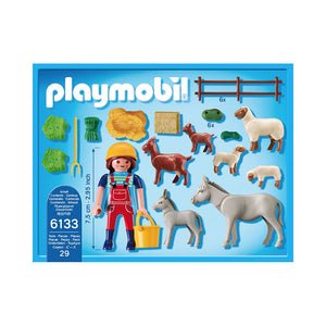 Playmobil Country  6133  Animales de la Granja en un Cercado con cabras, corderos y burritos y un granjero que los cuida