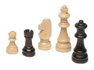 juego de ajedrez con tablero de marquetería de 40 x 40 cm y fichas de madera dentro de una bonita caja de madera