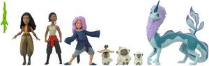 Raya Pack Mini Figuras Disney Princess, incluye 7 personajes: Raya y la mágica Sisu en forma de dragón, Sisu en forma humana y la guerrera Namaari, junto con un grupo de 3 Ongis. 