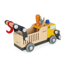 Carregar imagem no visualizador da galeria, Brico Kid Camion de Construcción - Janod J064 Juguete de madera. 2 juguetes en 1: un juego de construcción para reconstruir un fantástico camión de obra gracias a los numerosos tornillos, tuercas y placas incluidos