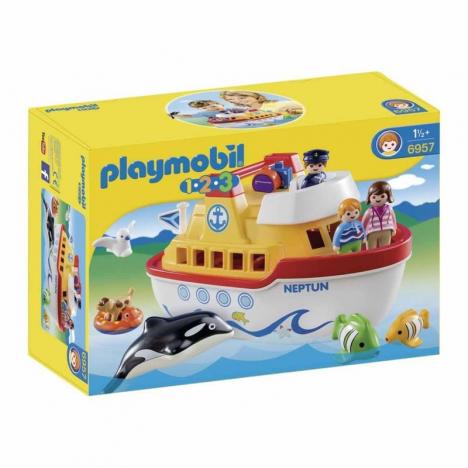 Playmobil 1.2.3. Barco Crucero con Asa para Llevar a todas partes 6957 no contiene piezas pequeñas, especial para niños pequeños.