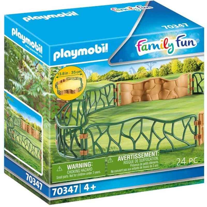 Conjunto de vallas para recinto de animales. Es un complemento ideal para el zoo Playmobil. Podrás guardar a familias de animales.