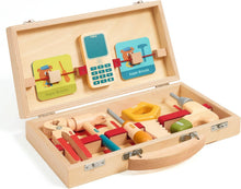 Carregar imagem no visualizador da galeria, Conviértete en un súper mano: despierta creatividad y juego imaginativo con el juego de rol DJECO Super Bricolo. Esta caja de herramientas de madera permite que los niños de 3 años en adelante se transformen en un hábil manitas o manitas, arreglando y construyendo cualquier cosa que imaginen