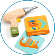 Carregar imagem no visualizador da galeria, Conviértete en un súper mano: despierta creatividad y juego imaginativo con el juego de rol DJECO Super Bricolo. Esta caja de herramientas de madera permite que los niños de 3 años en adelante se transformen en un hábil manitas o manitas, arreglando y construyendo cualquier cosa que imaginen