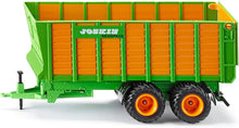 Carregar imagem no visualizador da galeria, Reproducción a escala 1/32 de este remolque agrícola de 2 ejes. Está hecho en metal y partes de plástico.. Se puede enganchar en cualquier modelo de tractor de la marca SIKU hecho a escala 1/32. Tiene portón trasero para poder efectuar la descarga por detrás. Mide 27 cm aproximadamente. 