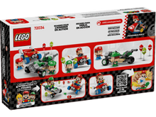 Carregar imagem no visualizador da galeria,  trepidantes carreras y batallas explotaglobos con el juego Mario Kart™: Bebé Mario vs. Bebé Luigi (72034)y sus vehículos Marchimotas GTI y Tribólido en versión LEGO . Cada coche construible puede lanzar caparazones a los 6 globos construibles incluidos,Consta de 321 piezas. 