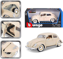 Cargar imagen en el visor de la galería,  Volkswagen Käfer-Beetle (1955) 1/18 Una magnífica reproducción metálica a escala 1/18 Se abren puertas, capot y maletero. La dirección del vehiculo es practicable. Ideal para coleccionistas.