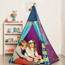 Cargar imagen en el visor de la galería, Tienda tipi para interiores, para que los niños se relajen, jueguen, sueñen y dejen rodar su imaginaciójn. Esta tienda cuenta con un diseño colorido y una luz de noche incorporada. (Se incluyen 3 baterías AA.) Facil montaje. Mide: 100 cm x 100 cm x 140 cm(altura). 