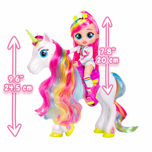 Dreamy y su unicornio Rym, en BFF. ¡Van juntos a todas partes! Dreamy tiene un pelo largo de nilón y el cuerpo articulado, es una patinadora artística! El unicornio hace luces y melodias.