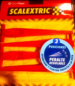 Scalextric Accesorios Peralte regulable Pack de 4 TecniToys 8814 EAN 8436001937007 con 3 posiciones de altura color rojo