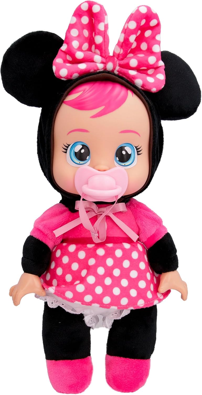 Bebés Llorones Cry Babies Disney Tiny Cudles Minnie Mouse 25 cm IMC Toys 917910 con chupete, llora lágrimas de verdad