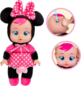 Bebés Llorones Cry Babies Disney Tiny Cudles Minnie Mouse 25 cm IMC Toys 917910 con chupete, llora lágrimas de verdad