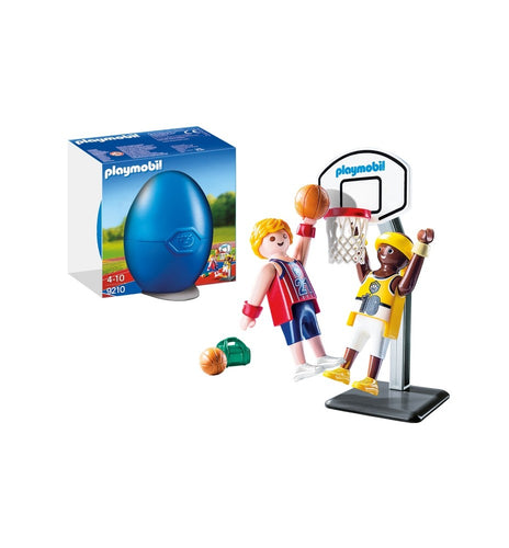 Playmobil Sports & Action 9210 Huevo Azul dentro Canasta de Baloncesto + 2 Jugadores y 1 pelota