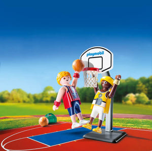 Playmobil Sports & Action 9210 Huevo Azul dentro Canasta de Baloncesto + 2 Jugadores y 1 pelota