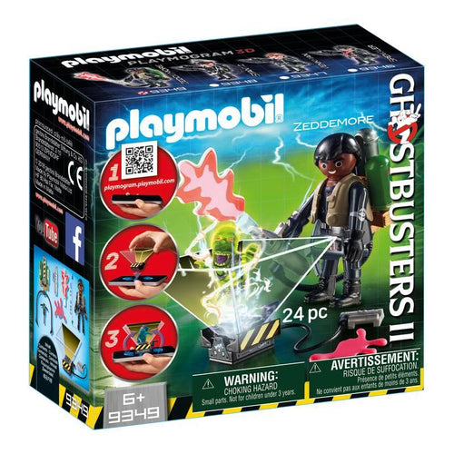 Playmobil 9349 Ghostbusters Winston Zeddemore y accesorios Cazafantasmas proyección holográfica en app  4008789093493