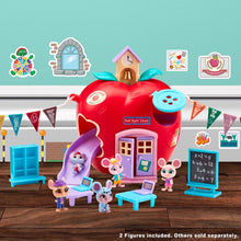 Cargar imagen en el visor de la galería, Mouse in the House Red Apple Schoolhouse Escuela con 2 ratones muebles tobogan stickers que brillan en la oscuridad 