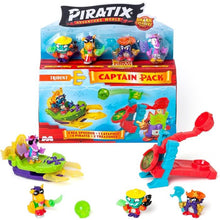 Carregar imagem no visualizador da galeria, Piratix, Pack Capitan, serie Shark Treasure, 4 fiuras de piratas, catapulta, sea spider, banderas y tesoros efecto cristal