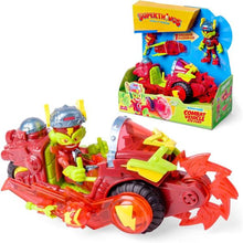 Cargar imagen en el visor de la galería, Superthings Kazoom Power Combat Vehicle KID Fury Magicbox  con figura Kid Fury exclusiva y coche rojo con sierra poderosa