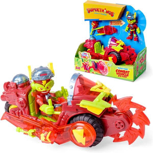 Superthings Kazoom Power Combat Vehicle KID Fury Magicbox  con figura Kid Fury exclusiva y coche rojo con sierra poderosa