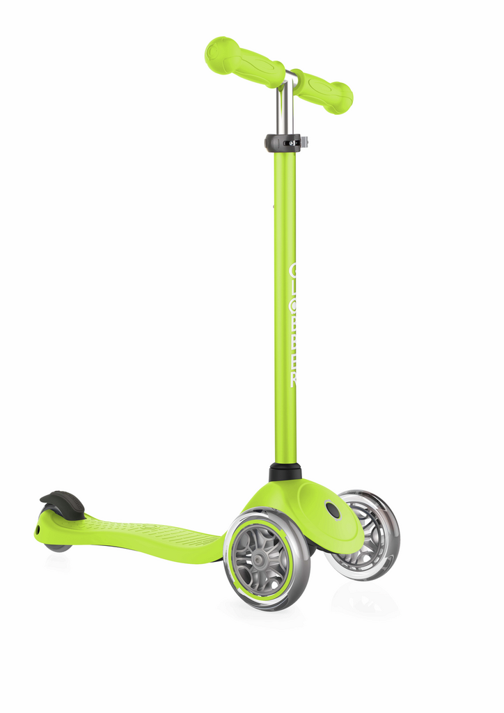 Patinete 3 Ruedas Primo Verde Lima - Globber. Soporta hasta 50 kg. Recomendado a partir de 3 años.