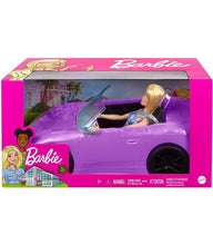 Carregar imagem no visualizador da galeria, Barbie con su Coche Descapotable Lila Mattel HBY29 con 2 asientos, 2 cinturones de seguridad y 1  muñeca incluida