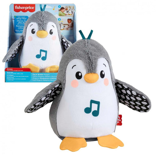 pinguino gris blanco aletea musical interactivo con el bebé